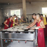 Monks on kitchen duty